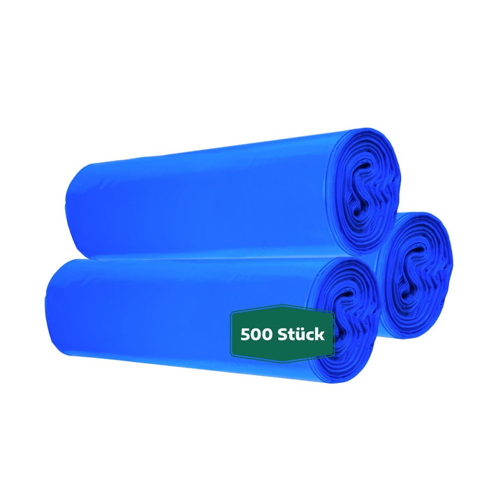 dm-folien Blaue Müllsäcke 120 Liter I 500 Stück I 700 x 1100 mm I Grosse Abfallbeutel für leichte bi