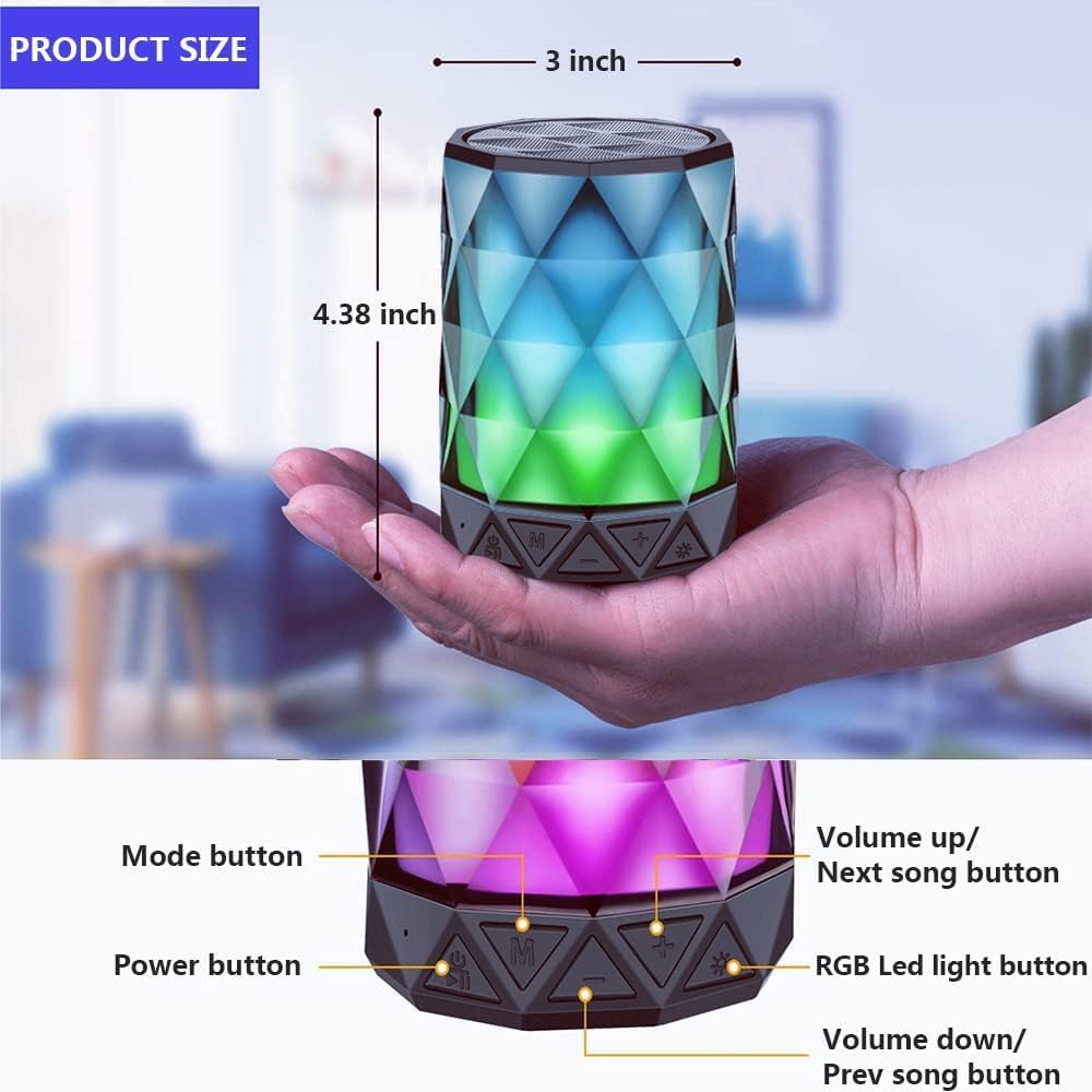 LFS Bluetooth Lautsprecher mit Licht, Musikbox Tragbarer Bluetooth Box wasserdicht, Freisprechfunkti