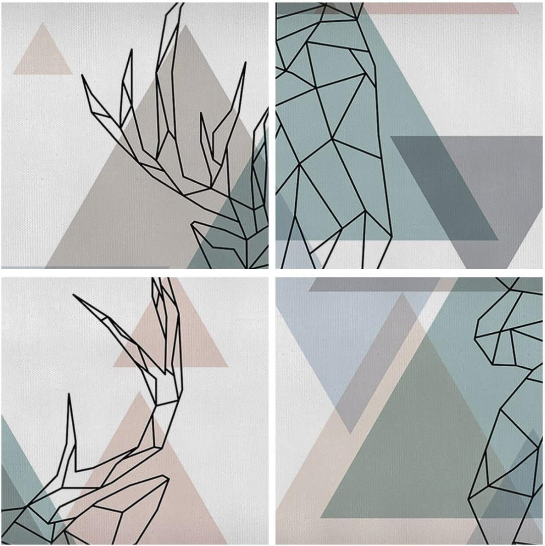 Panorama Bilder auf Leinwand 100x40cm Leinwandbild Hirsch Abstraktion Gross Wanddeko Bild Schlafzimm