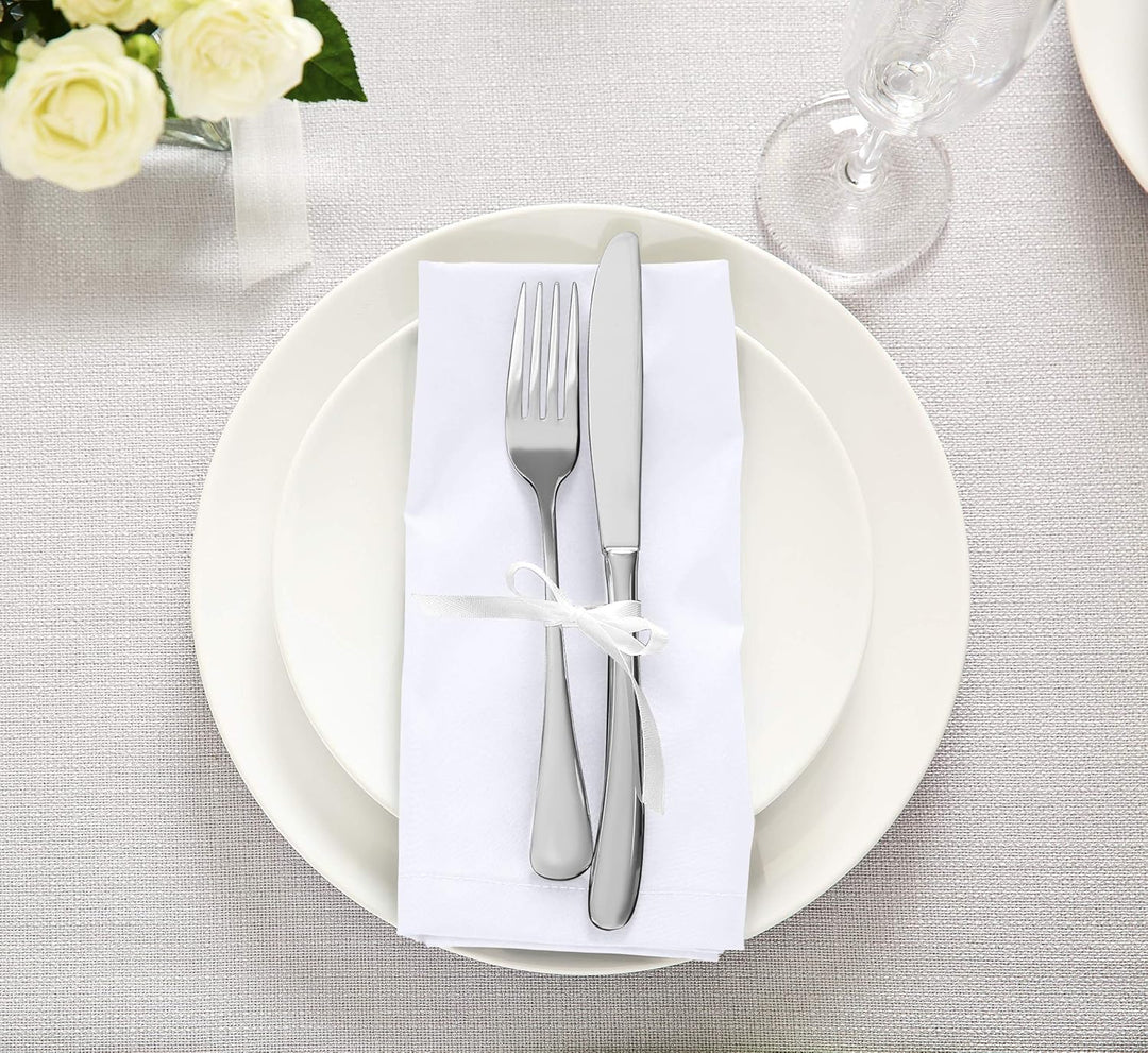 Utopia Kitchen Stoffservietten [12er Pack, Weiss] 50x50 cm Waschbare Tischservietten für Hotel, Mitt