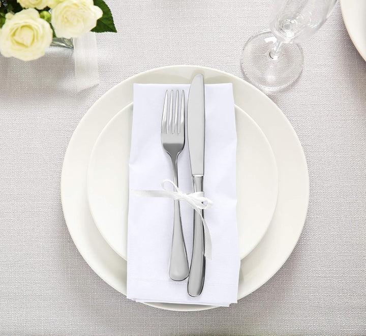 Utopia Kitchen Stoffservietten [12er Pack, Weiss] 50x50 cm Waschbare Tischservietten für Hotel, Mitt