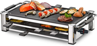 ROMMELSBACHER RCC 1500 Raclette-Grill (extra langes Kabel (2m), Tischgrill für 8 Personen, gerippte