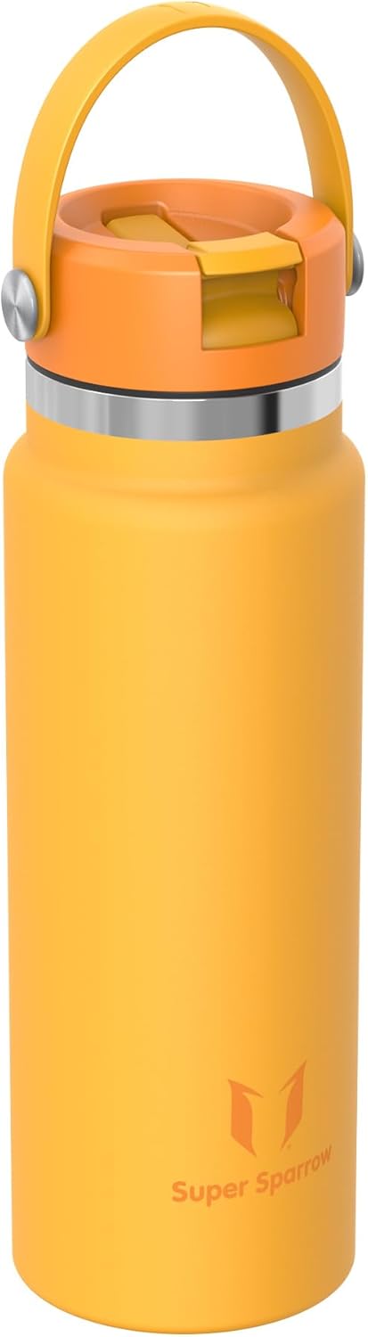 Sparrow Trinkflasche Edelstahl 1L - Weiter Öffnung SwivelSip Thermosflasche mit Strohhalm - BPA-frei