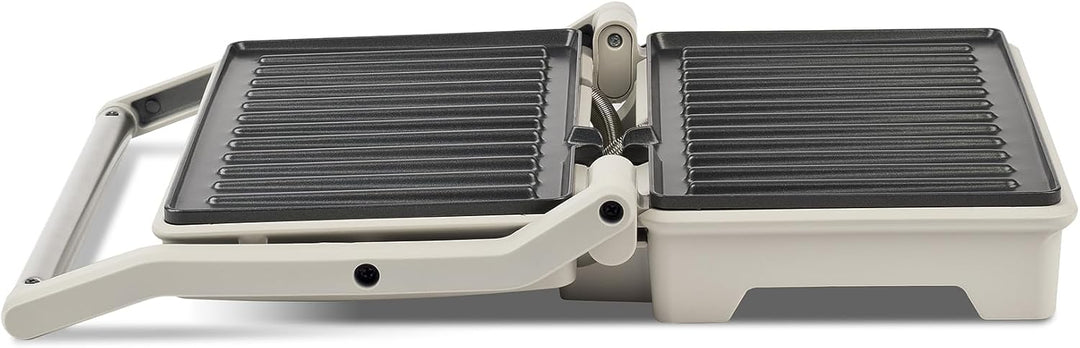 Girmi TS15 Elektrischer Kontaktgrill 900W, Antihaftplatten 23 x 14 cm, 180° aufklappbar, wärmeisolie