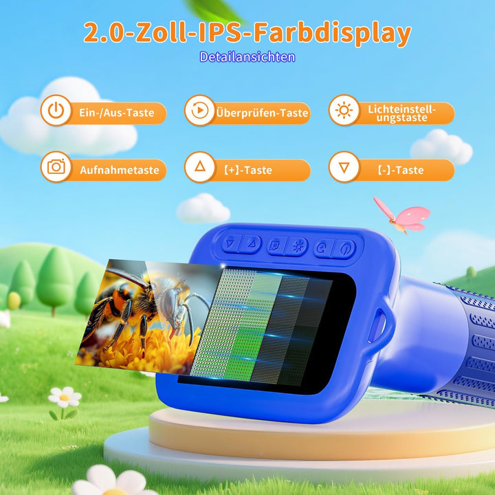 Digitales Mikroskop für Kinder, SKYBASIC 1000x Zoom Mini-Mikroskopkamera für Kinder mit 2.0 Zoll Bil