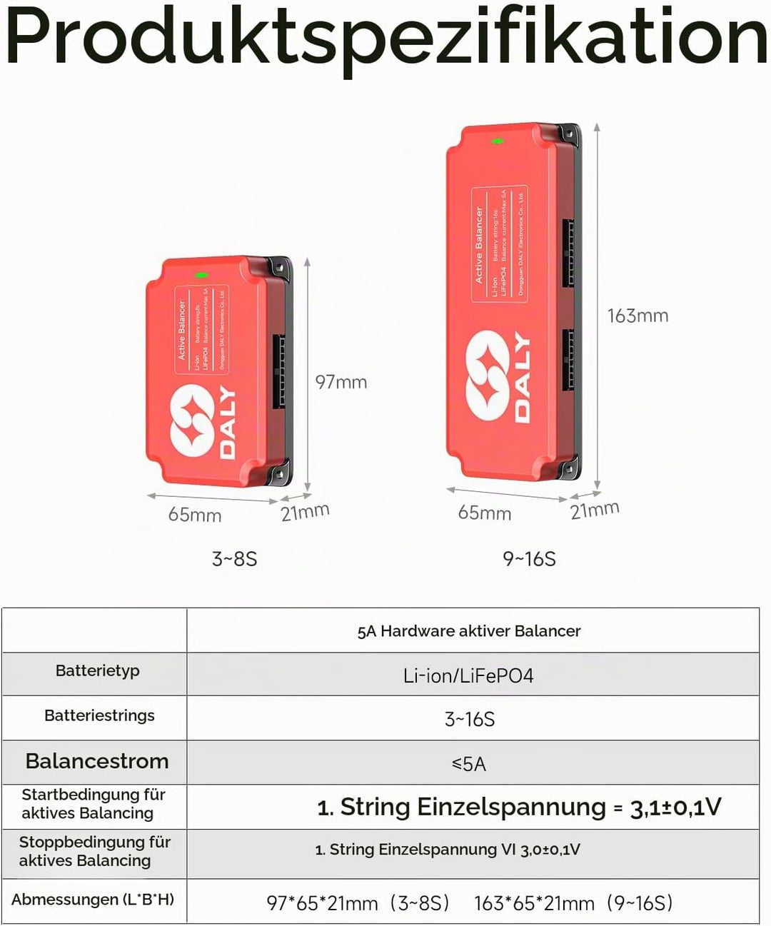 Daly 5A Active Equalizer 16S Active Balancer für Lifepo4 Li-ion LTO Batterie Gruppen Kondensator Bal