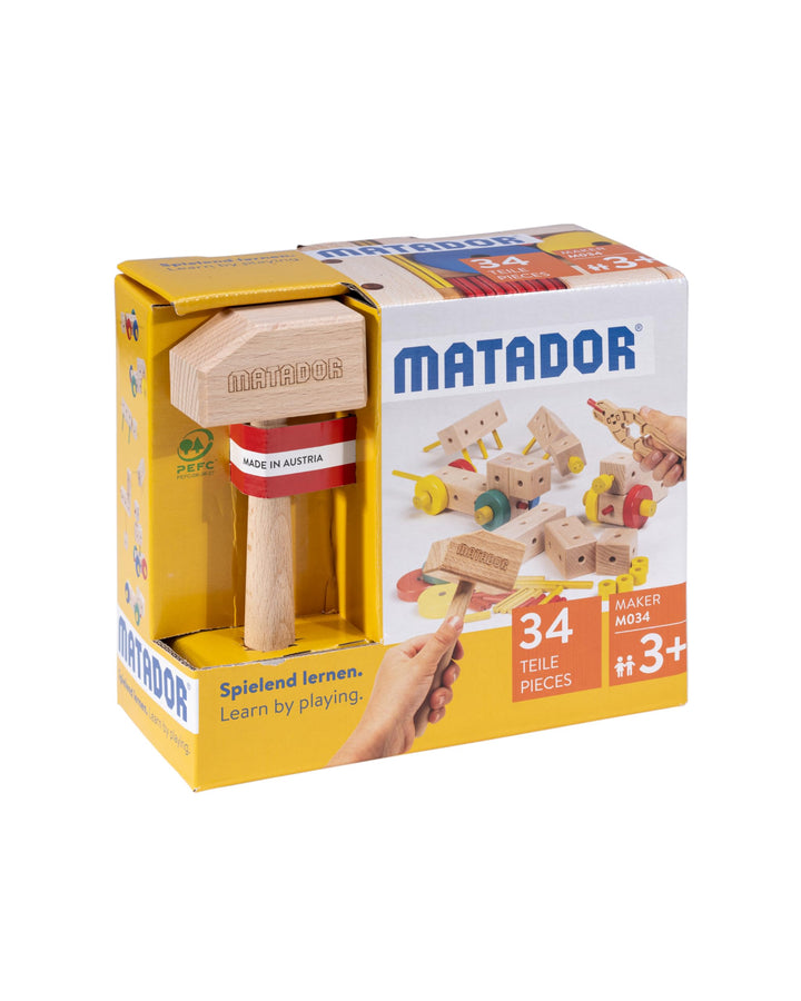 Matador Kinder Baukasten ab 3 Jahren 34-tlg. - Spannendes Holz Konstruktionsspielzeug zur Schulung v