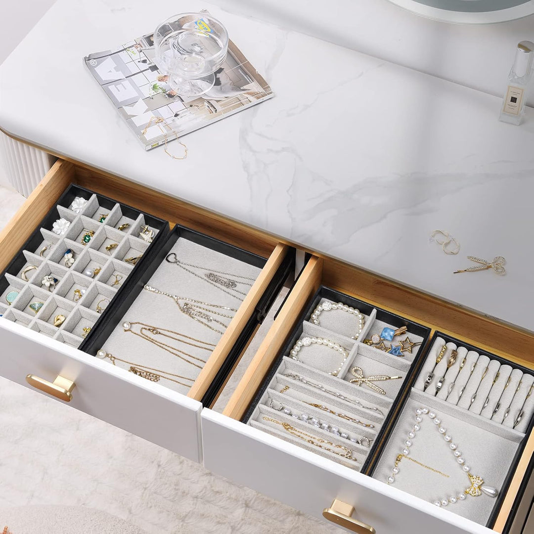 ProCase Schmucktablett Organizer mit 4 Schmuckschalen, Stapelbar Schmuck Schublade Organizer, Schmuc