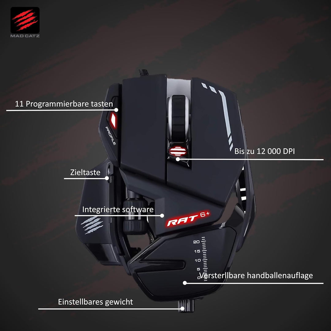 MadCatz R.A.T. 6+ Optical Gaming Mouse, Black R.A.T. 6+ Black, R.A.T. 6+ Black