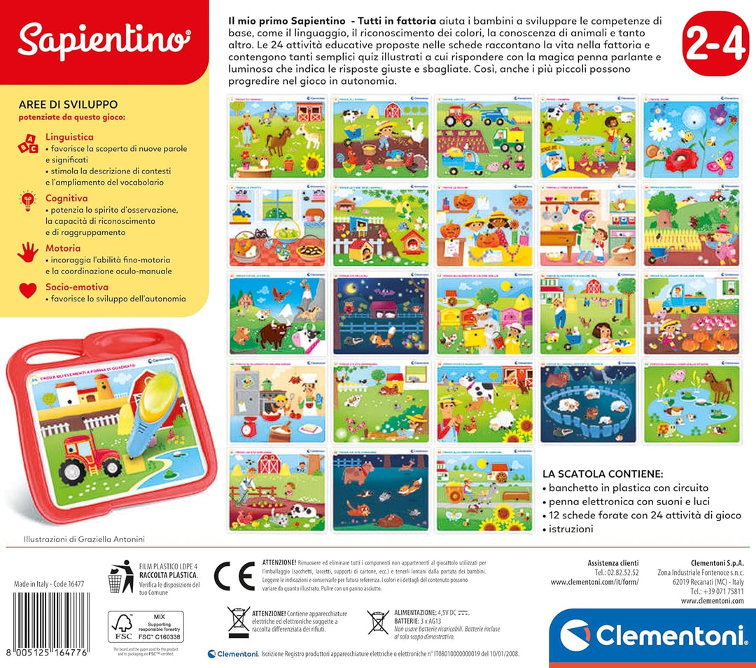 Clementoni - Mein erster Wissenschaftler, alle auf dem Bauernhof, Lernspiel für Kinder 2-4 Jahre, Ba