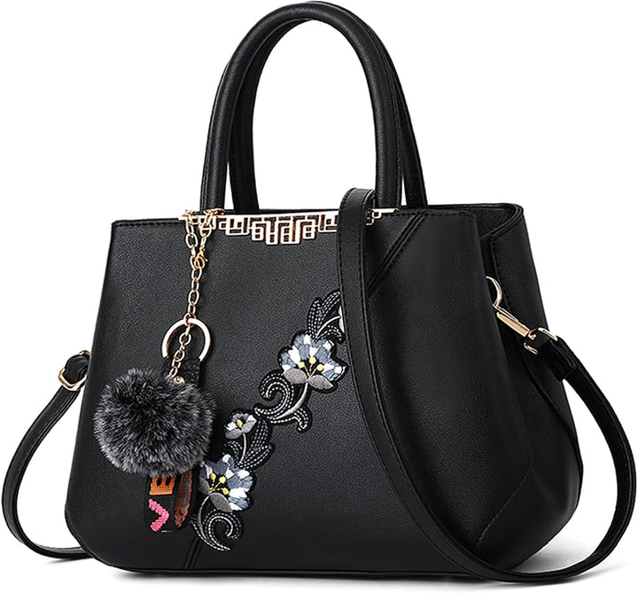 DORRISO Damen Handtasche Mode Stickdesign Schultertasche Grosse Kapazität Umhängetasche Casual Reise