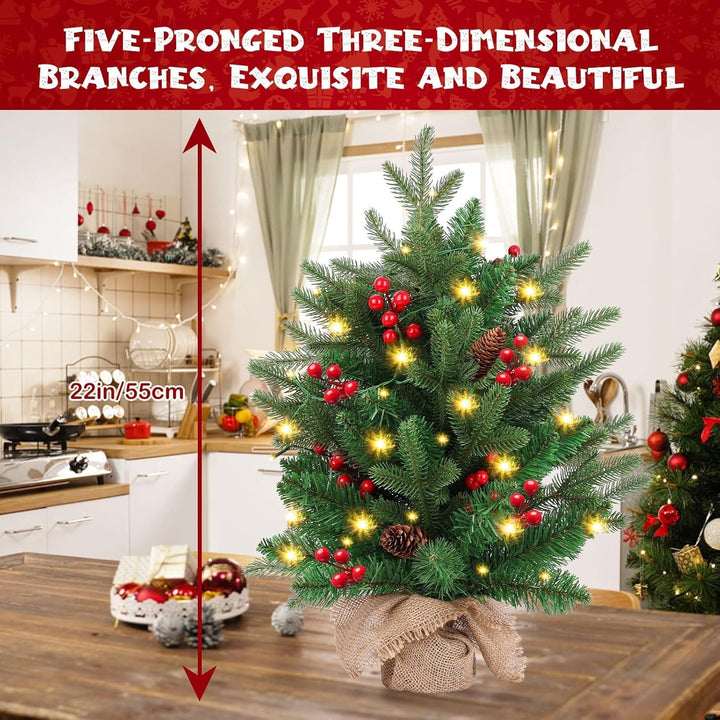 Weihnachtsbaum,50 cm künstlicher Weihnachtsbaum,Weihnachtsbaum mit Beleuchtung mit 2 m LED-Lichtern,