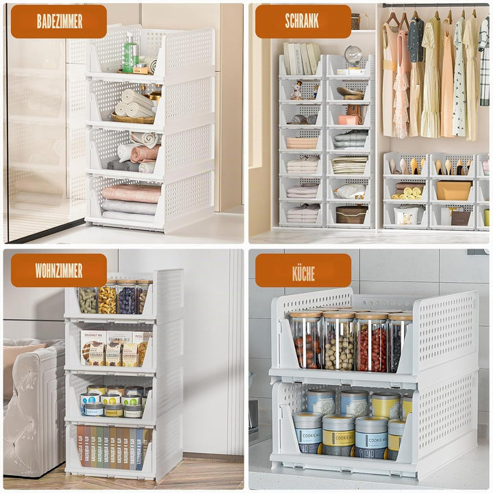 Schrank Organizer Kleiderschrank,4 Stück stapelbar Schubladen Organizer Kleidung, Ausziehbar Faltbar