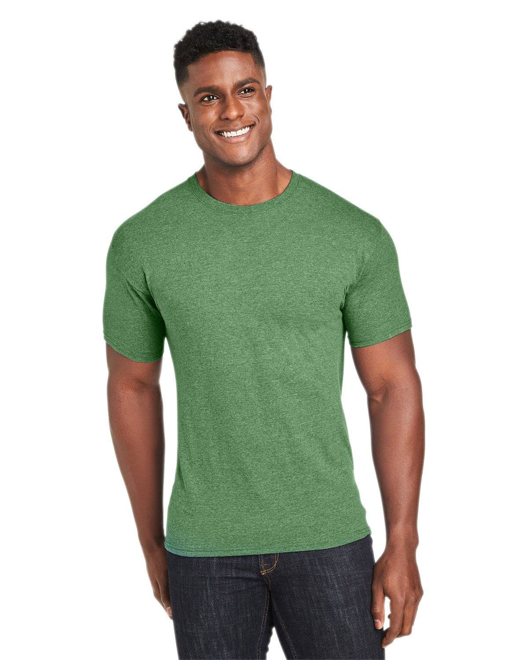 Hanes mens X-Temp Triblend Tee with Fresh IQ (42TB) L True Green Heather, L True Green Heather