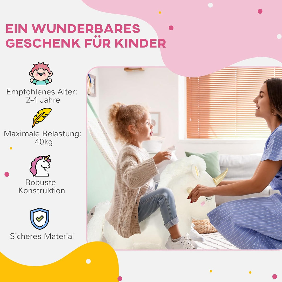 AIYAPLAY Schaukeltier, Baby Schaukelstuhl mit Unicorn Design, Sound, Schuakelsitz, Schaukelpferd, Sc