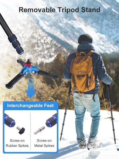 Moman Einbeinstativ Kamera Stativ Einbein Reisestativ mit Standspinne, DSLR Monopod Wanderstock, 0,6