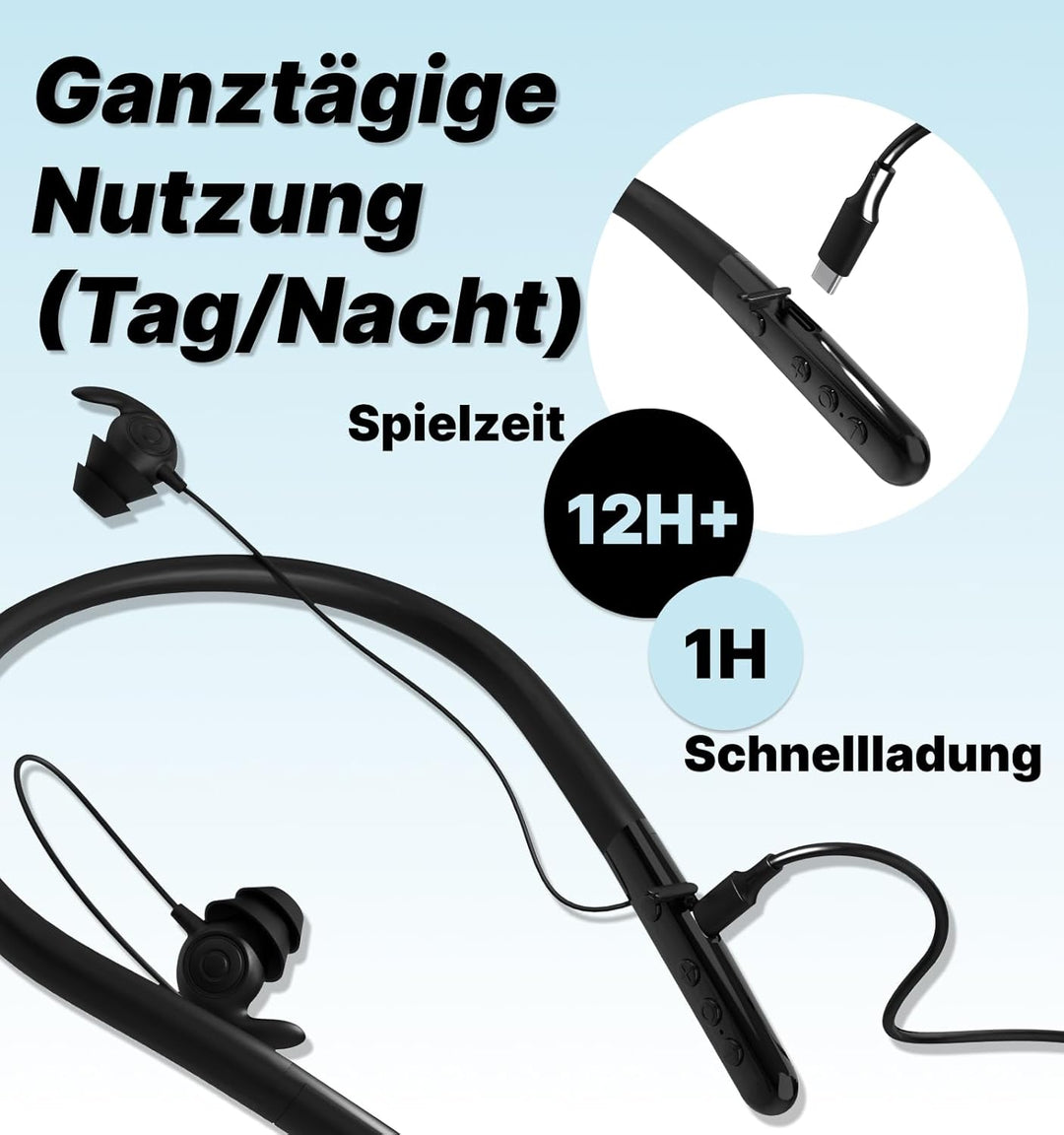 Hmusic HS88 Bluetooth Schlaf Kopfhörer für Seitenschläfer, Schlafmodus, Flache/dünne geräuschblockie