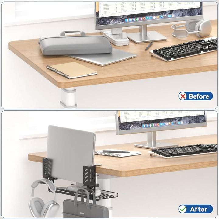 KDD Vertikaler Laptop Ständer - Schreibtischseiten Laptop Halterung mit Kabelmanagement & Headset Ha