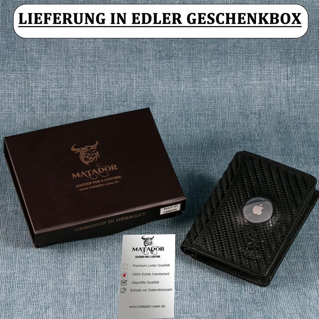 MATADOR Portmonee Herren Leder kompatibel mit Apple Airtag | Geldbeutel Portemonnaie Herren Geschenk