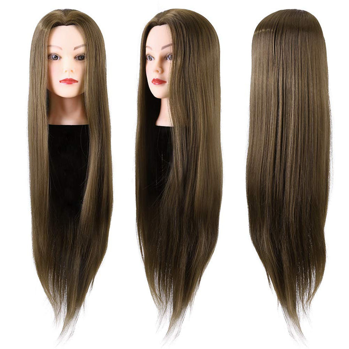 Übungskopf, 61 cm, Friseur-Trainingskopf mit Tischklemme, Ständer, weiches synthetisches Fasermateri