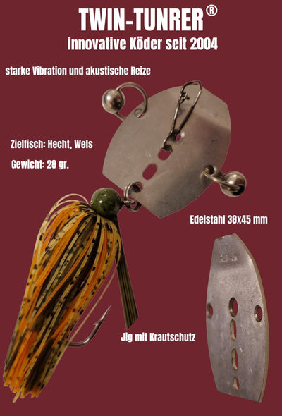Chatterbait von Twin-Turner®, Set 4 St., Köderherstellung seit 2004, Kunstköder, Spinnköder, Blinker