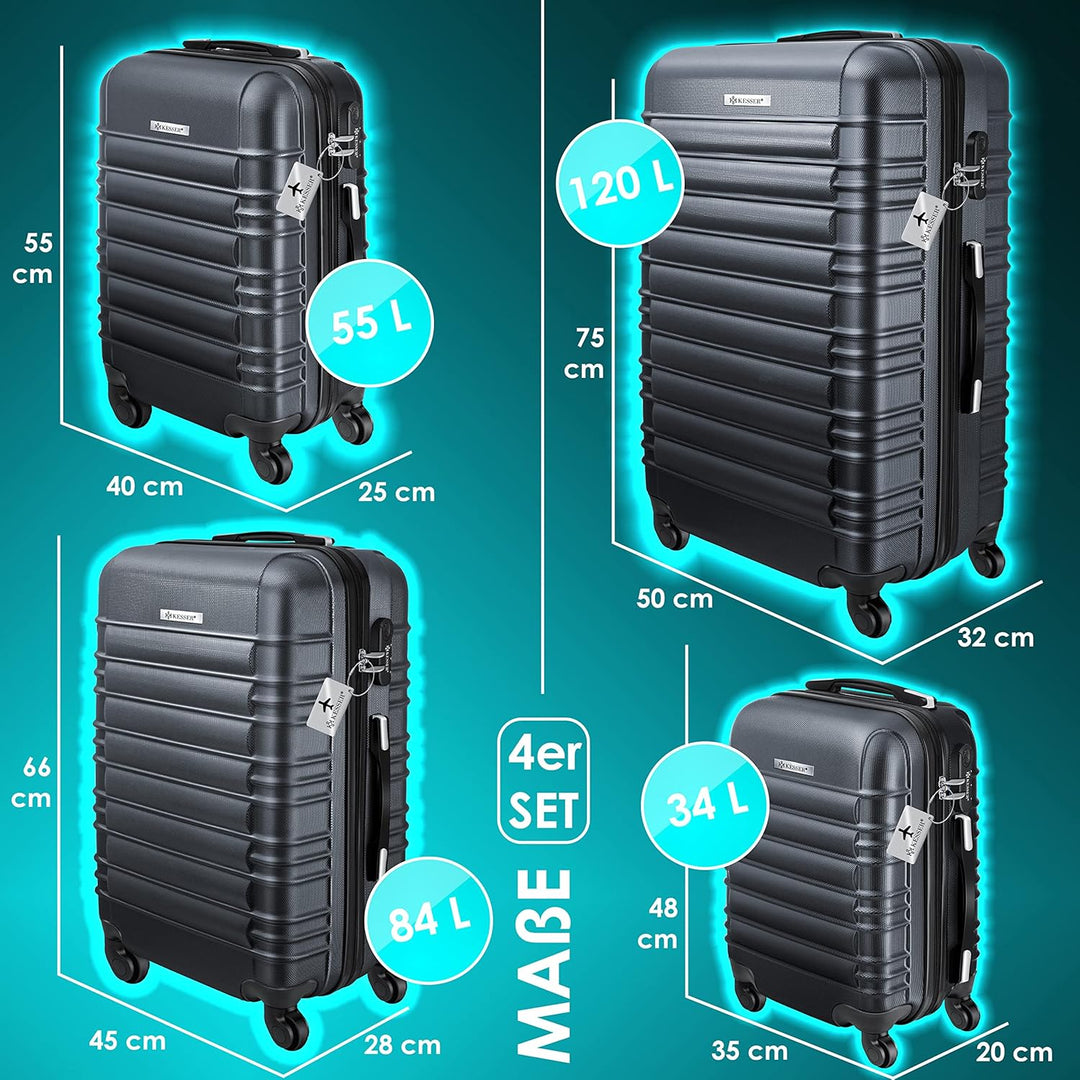 KESSER® 4tlg. Hartschalenkofferset Hard Shell Basic Hartschalenkoffer Trolley Koffer Reisekoffer Rei