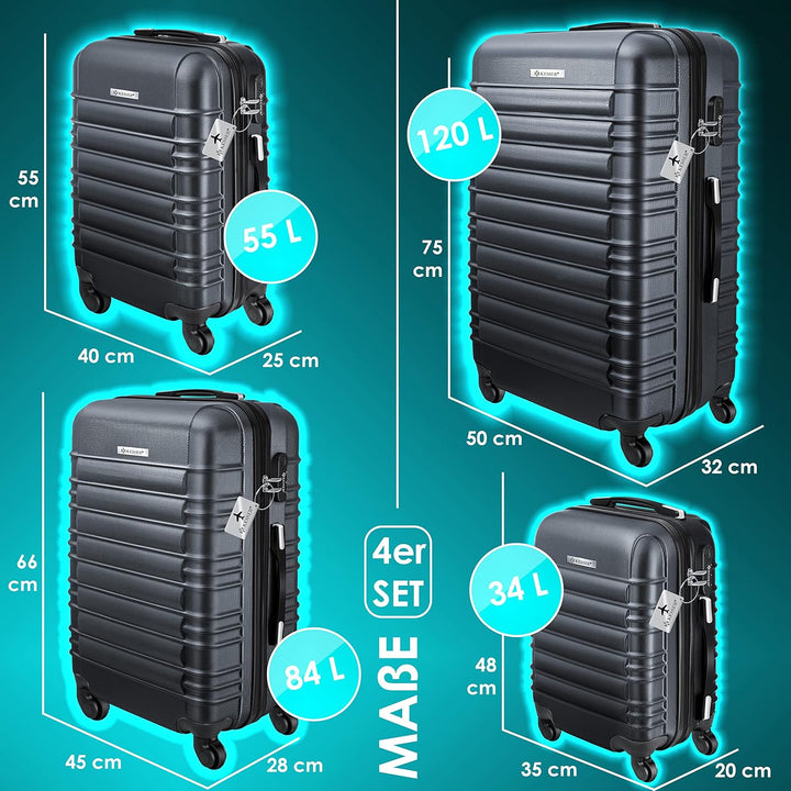 KESSER® 4tlg. Hartschalenkofferset Hard Shell Basic Hartschalenkoffer Trolley Koffer Reisekoffer Rei