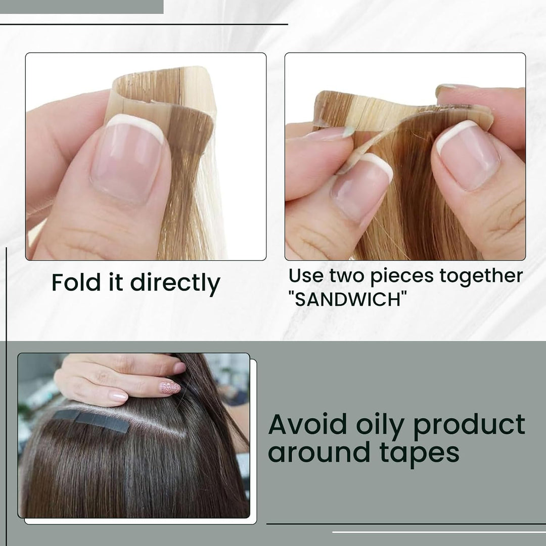 RUNATURE Tape Extensions Echthaar Posa 45cm Echte Haare 10 Stück Glatt Haarverlängerung 25g Unsichtb