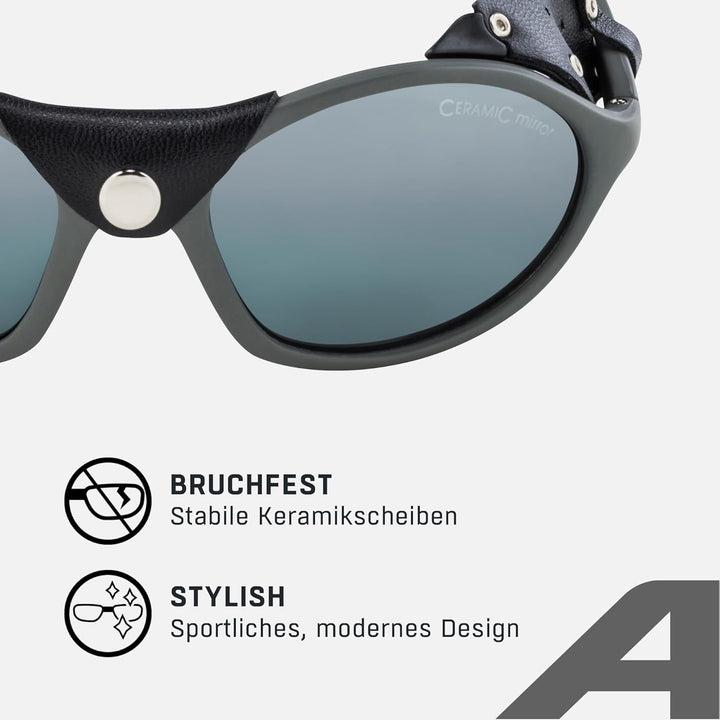ALPINA SIBIRIA - Kat.4 Gletscherbrille mit seitl. Blend- & Windschutz aus Leder und Gletscherbrille1