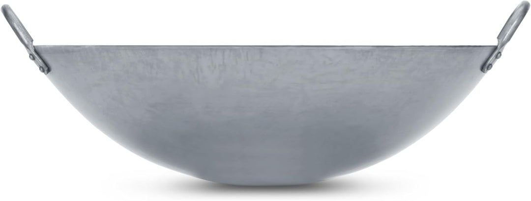 Craft Wok Grosser, schwerer, handgefertigter Wok aus Carbonstahl im Kanton-Stil, 40 cm (Rundboden) /