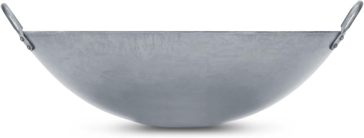 Craft Wok Grosser, schwerer, handgefertigter Wok aus Carbonstahl im Kanton-Stil, 40 cm (Rundboden) /