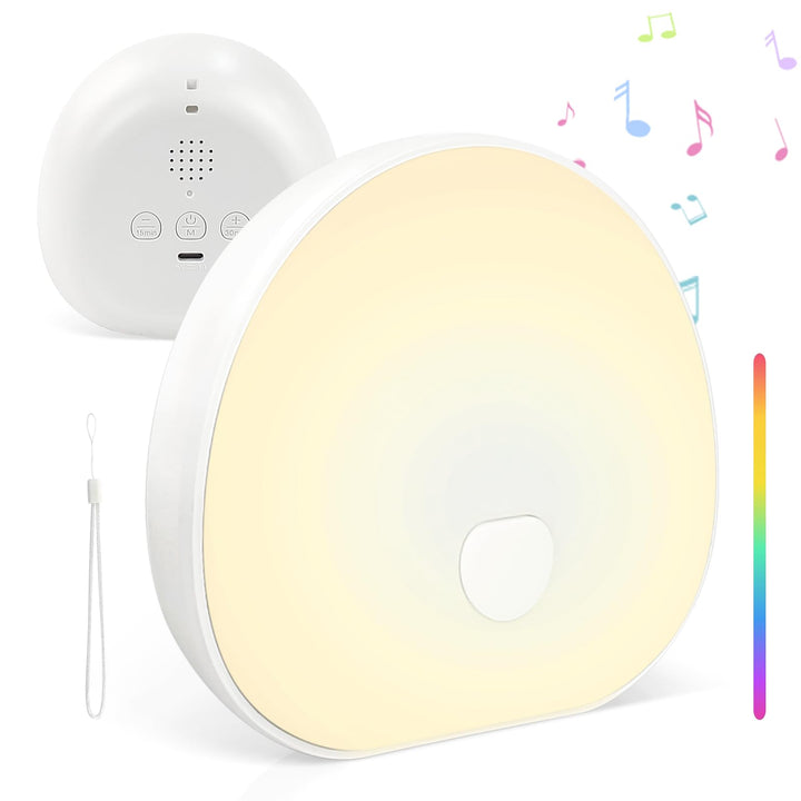 White Noise Machine Baby, Tragbare Einschlafhilfe Babys mit weissem Rauschen, 7 Bunte Licht, Beruhig