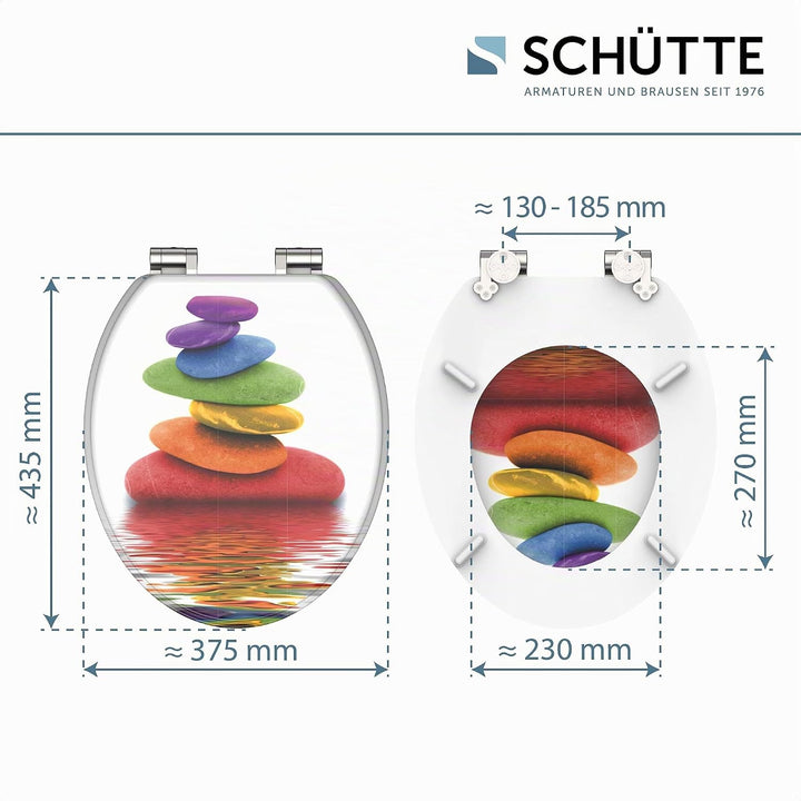 SCHÜTTE WC Sitz Holzkern COLORFUL STONES, Toilettensitz mit Absenkautomatik, passend für viele hande