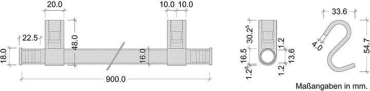 Gedotec Design Küchenreling Wand-Relingsystem Küche | Schwarz matt | Reling-Set Länge: 900 mm | Reli