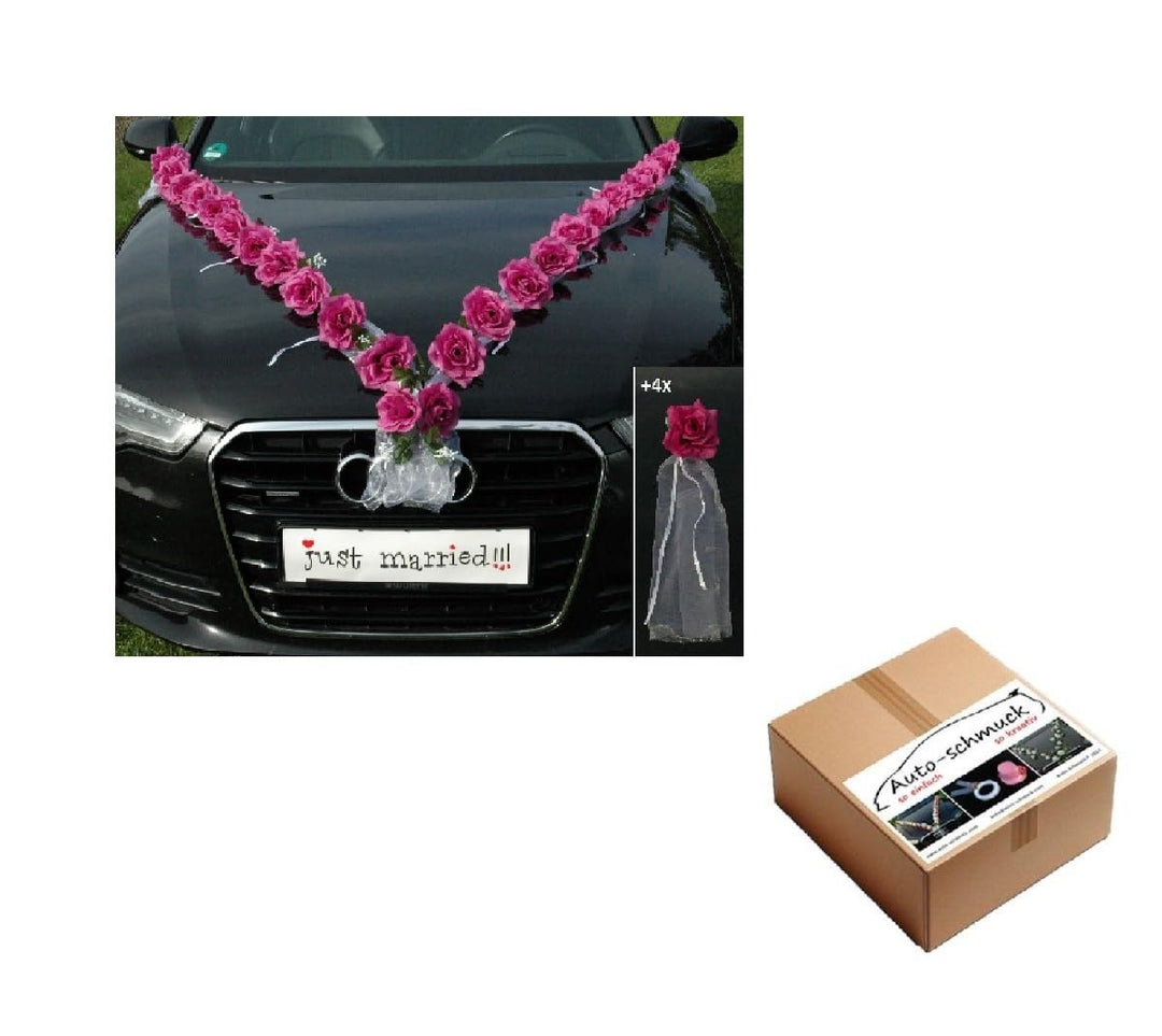 Rosen Girlande Braut Paar Rose Deko Dekoration Autoschmuck Hochzeit Car Auto Wedding ®Auto-schmuck D