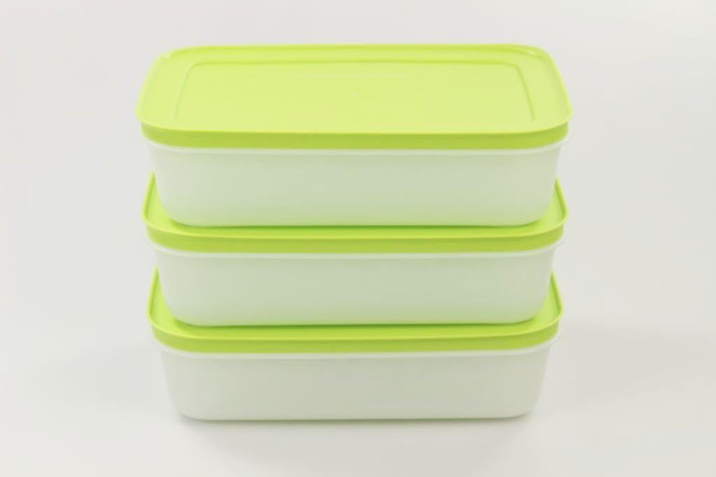 TUPPERWARE Gefrier-Behälter (3) Eis-Kristall Eiskristall 1,0 L grün-weiss flach 29739