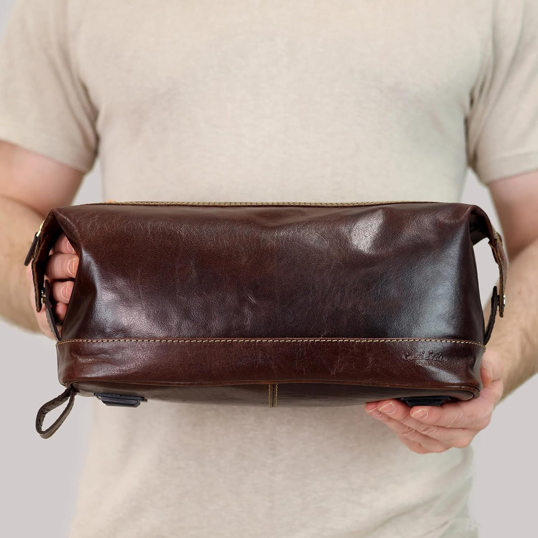 Gusti Waschtasche Leder - Anika Kulturtasche Kulturbeutel Kosmetiktasche Ledertasche gross für Damen