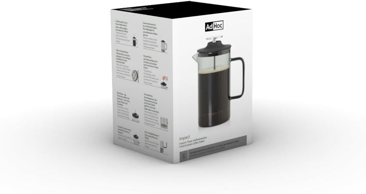 AdHoc MC80 French-Press-Kaffeebereiter Impact | 600 ml | Mundgeblasenes Borosilikatglas & Edelstahlf