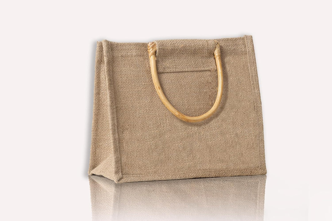 IPEA 2x Jute Tasche mit Holzgriffen zum Einkaufen, Verbringen und für die Freizeit – 2 Stück – Shopp