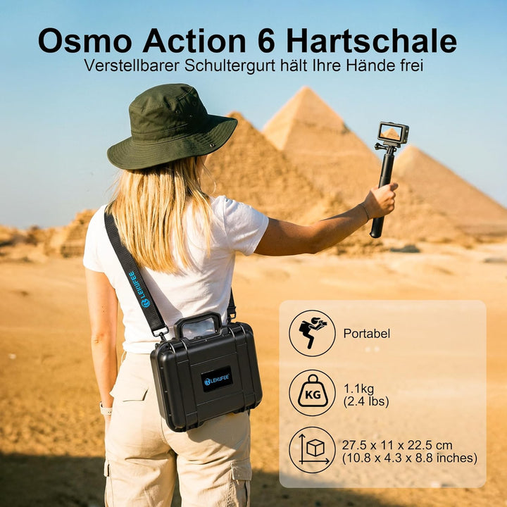 LEKUFEE Kleiner Wasserdichter Hartschalenkoffer für DJI Osmo Action 6/5 Pro/4/3 Actionkamera,Adventu