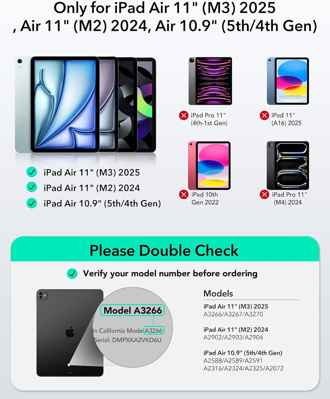 ESR Hülle mit Tastatur für iPad Air 11" (M3/M2) & 10,9" (5/4. Gen) – Magnetisch abnehmbare Keyboard,