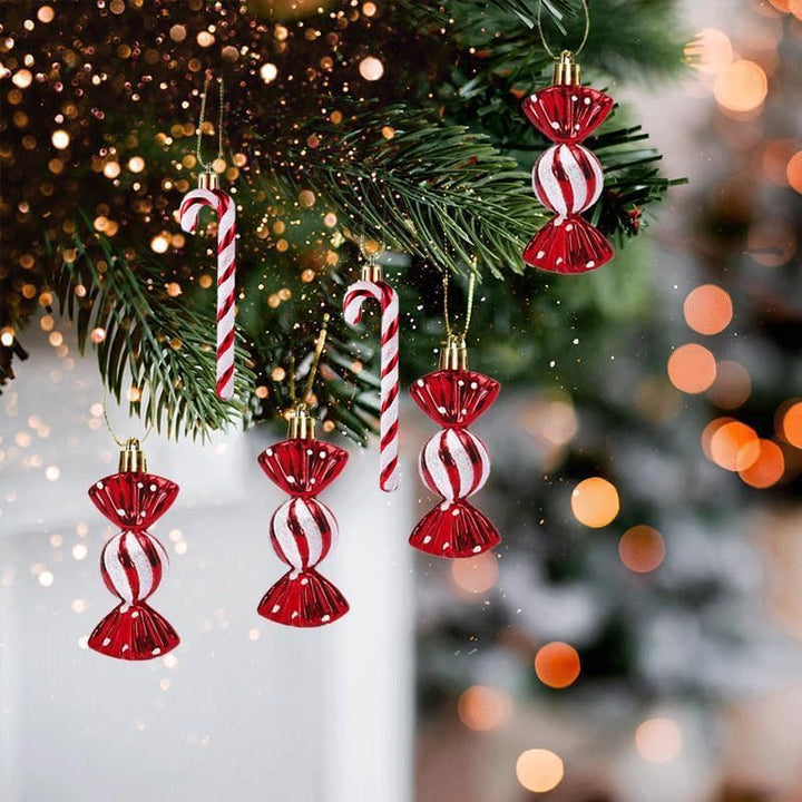 18 Stück Zuckerstangen Weihnachten Deko Weihnachtsbaum Anhänger Zuckerstangen Deko Glitzer Christbau