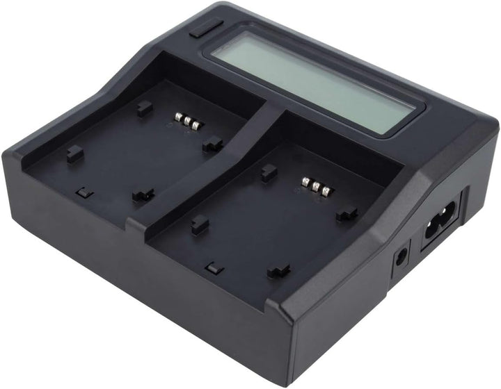 Dual Akku-Ladegerät kompatibel mit Panasonic VW-VBN130, VW-VBN260 - mit USB-Anschluss, LCD-Display u