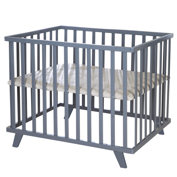 roba Laufgitter 75 x 100 cm aus Holz anthrazit - Laufstall für Babys inkl. Schutzeinlage Greyish ges
