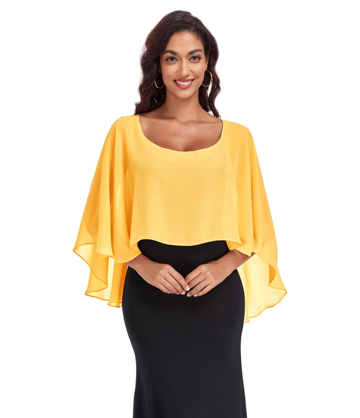 Chiffon Wrap Shawls Capes for Evening Dresses Wedding Bridal Bolero Shawl Wraps for Women Gelb, Gelb