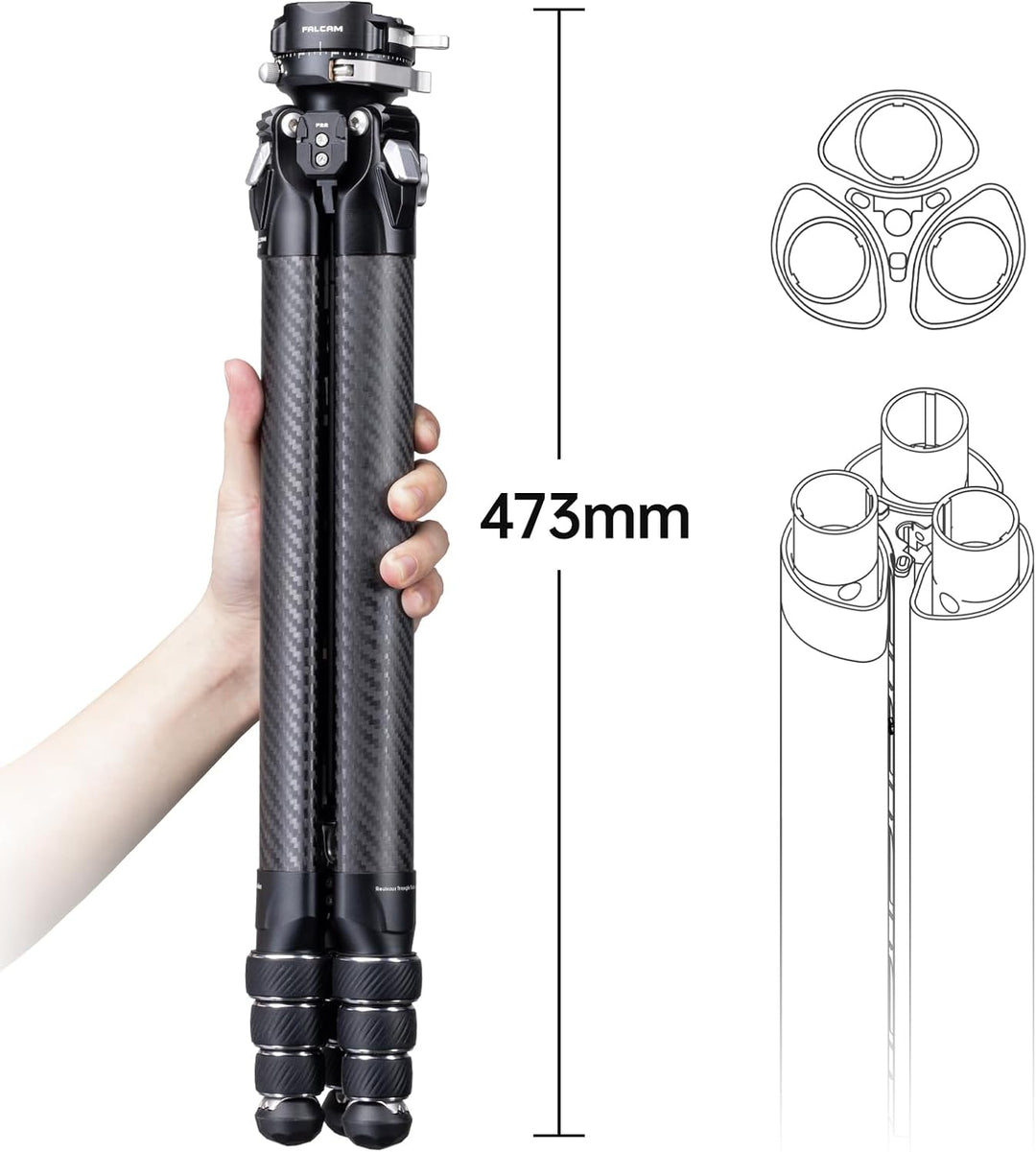 FALCAM TreeRoot T00A4301 Schnellverschluss-Reisestativ-Set, FALCAM F38 Pro, Kohlefaser-Reisestativ m