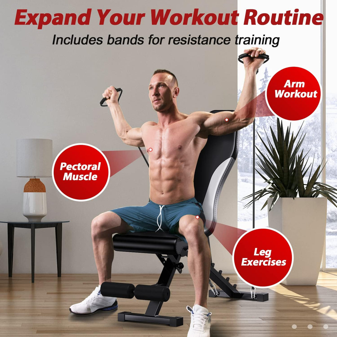 WINNOW Verstellbare Hantelbank Faltbare Workout Bank Heim Training Gym Fitness Flache Bank Presse fü