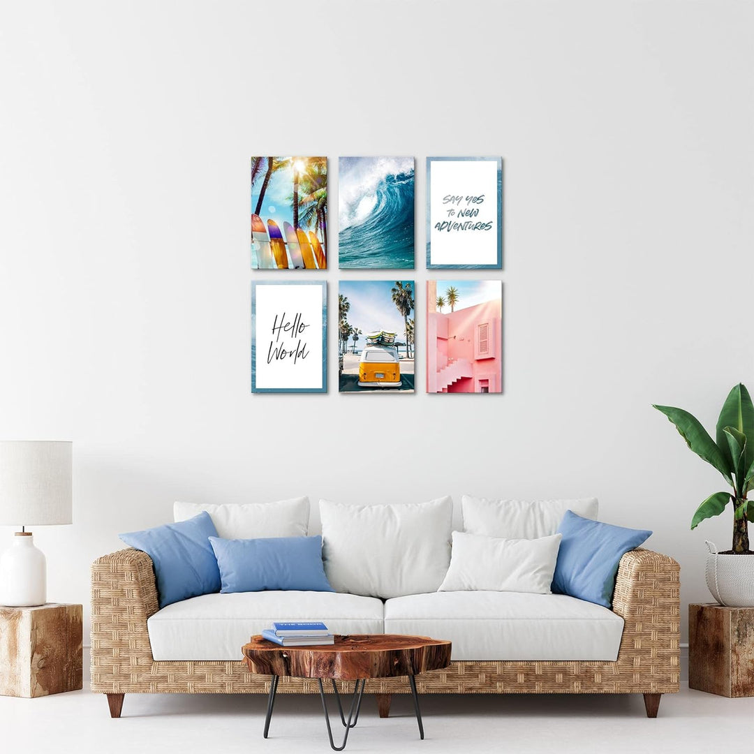 Novart Wandbilder Set - KOMPLETT AUFHÄNGFERTIG - Made in Germany - Moderne Bilder Natur Wohnzimmer S