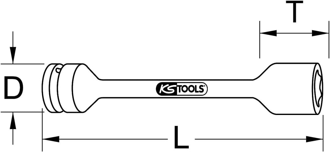 KS Tools 515.1464 1" Sechskant-Torsions-Kraftstecknuss, XL, 30mm, 500Nm, 30mm, 500Nm