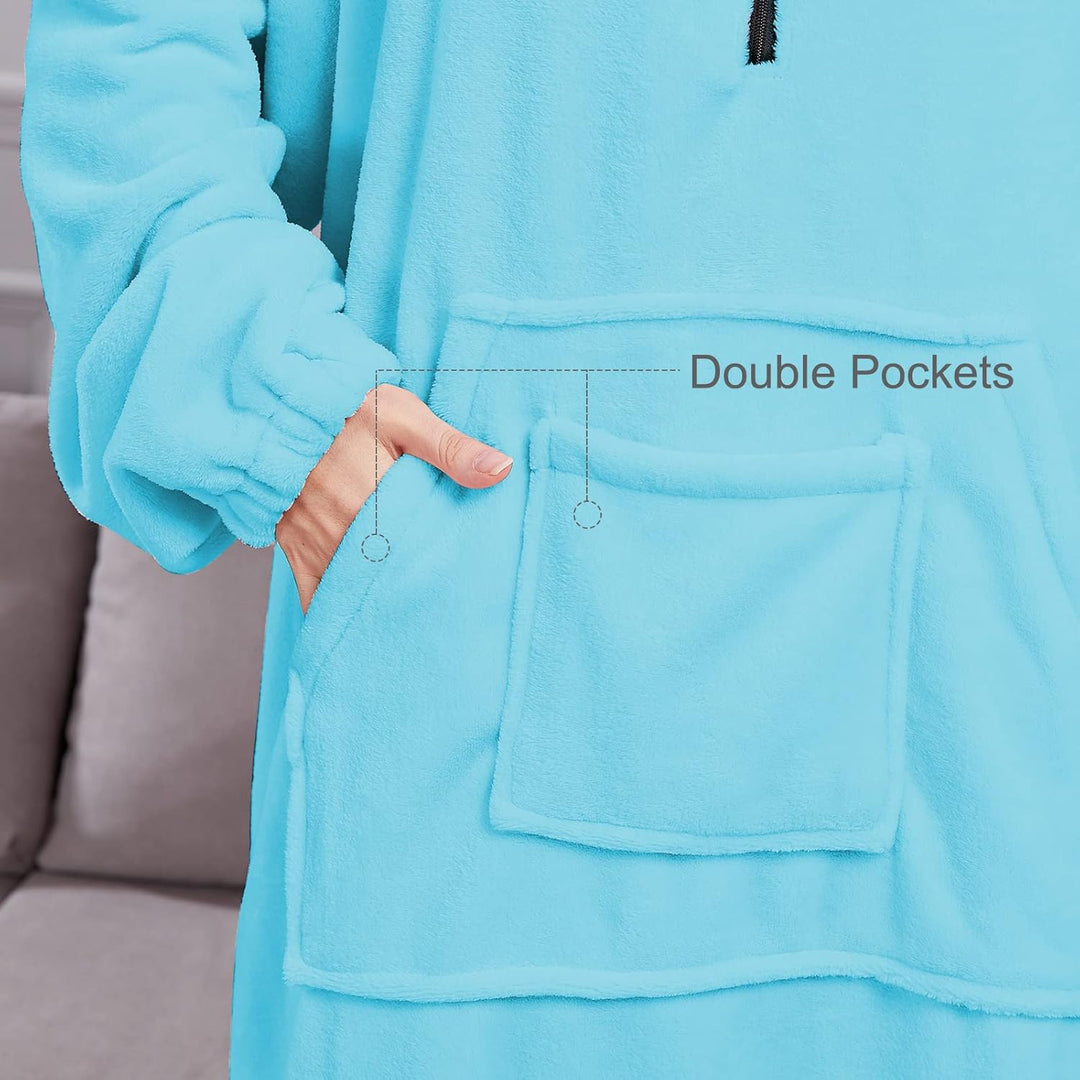 Kuscheldecke Mit Ärmeln Und Taschen TV Decke Flanell Übergrosse Tragbare Mikrofaser Sherpa-Decke Für